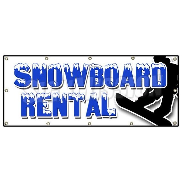 SNOWBOARD RENTAL BANNER SIGN skis poles boots lessons rent snow board